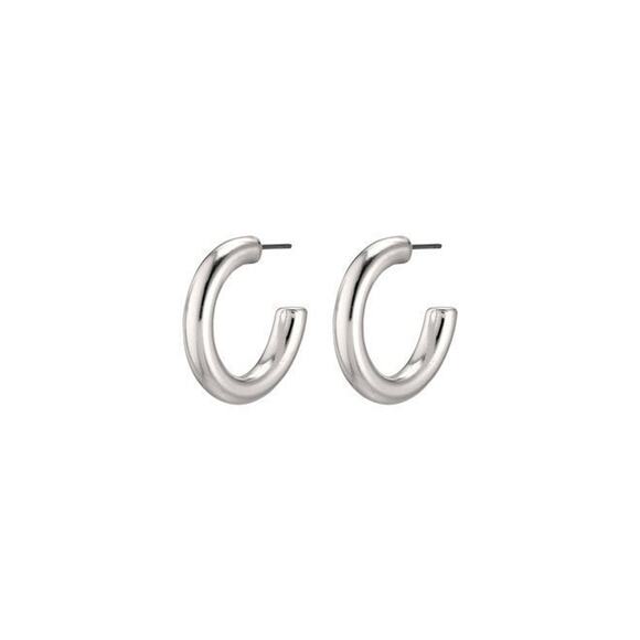 Sterling Silver Thick Hoop Earrings Hypo Allergenic Chubby Round Tube Hoop Studs - Picture 5 of 5